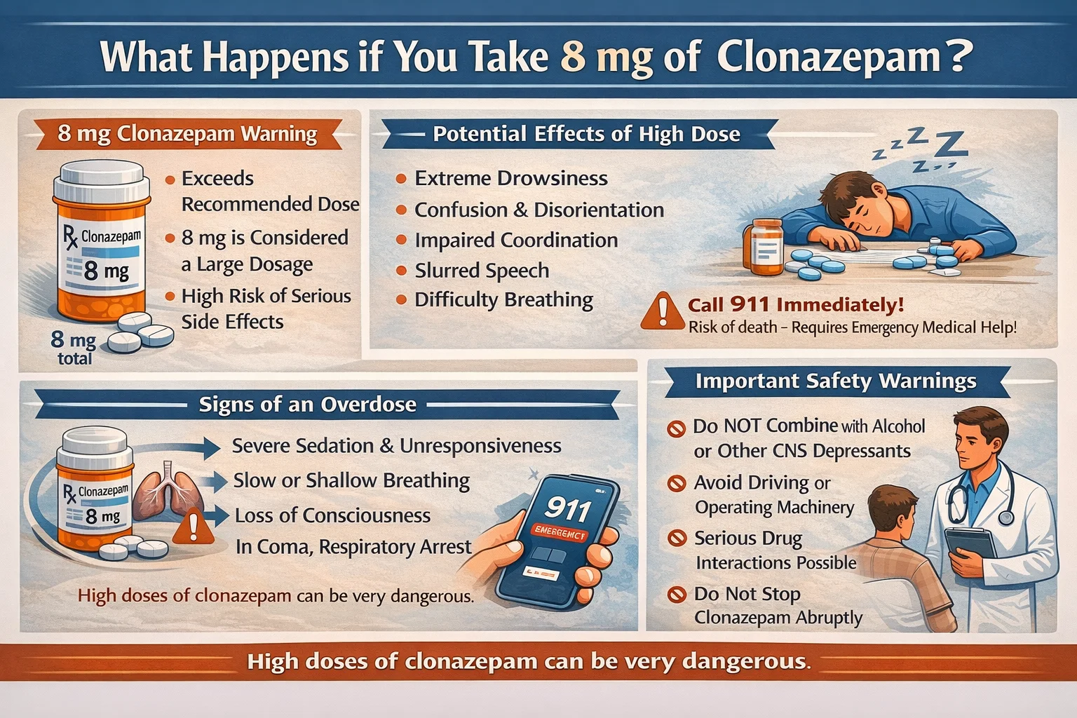What happens if you take 8 MG of Clonazepam