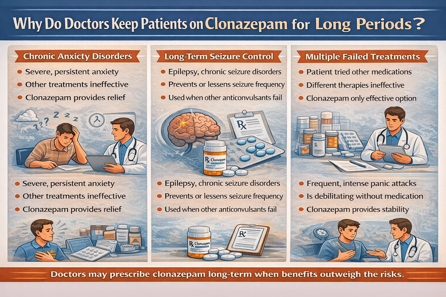 Why do doctors keep patients on Clonazepam for long periods
